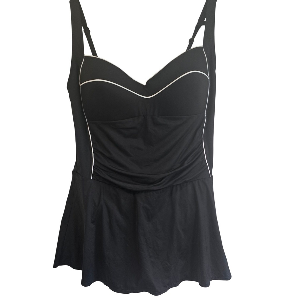 🆕️ NWT Nip Tuck‎ Swim Bond-Eye Australia Black White Piping Swimdress Size 16